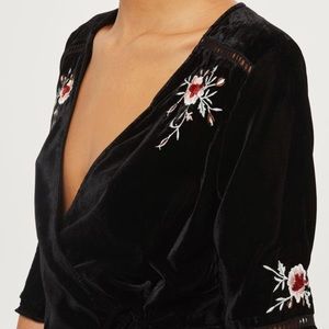 Topshop Tops - Topshop Embroidered Velvet Wrap Top Topshop Tops - Topshop Embroidered Velvet Wrap Top